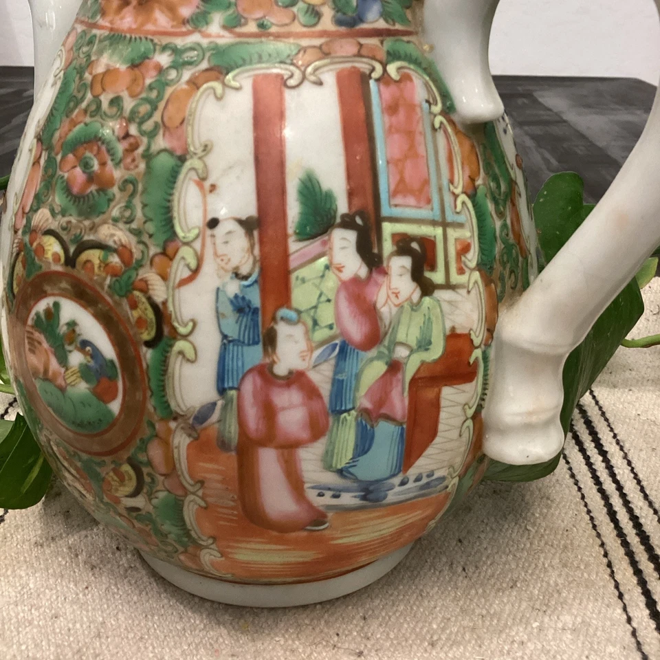 Старинный фарфоровый чайник китайская кантонская семья роза 902C вручную - Изображение 4 из 4