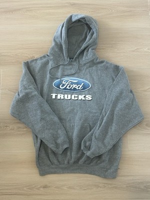 Ford Trucks Men's Gray Pullover Hoodie Graphic Print Hooded Pockets Size L
