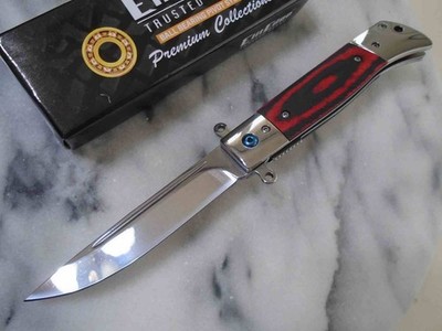 EE10B029RD ElitEdge Linerlock 440C Steel Blade Black & Red G10 Han