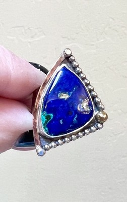 Stone Creek Studio großer, verzierter Sterling Silber Azurit Unikat Ring