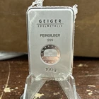 Geiger Edelmetalle 100g 100 Gram 999 Fine Silver Bar Precious Metal Content