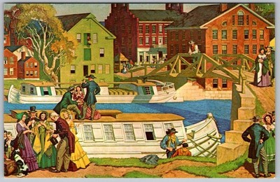 Postcard Dean Cornwell Mural National Bank Coshocton, OH 1980s