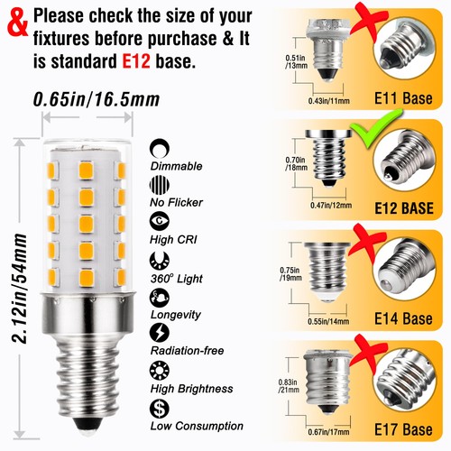 E12 Dimmable LED Bulb 5W C7 Light Bulb,Replace 40W E12 Halogen Equivalent,War... - Picture 5 of 7