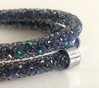 Vintage  Signed Swarovski Silver Tone Sparkly Purple Crystal Bracelet — photo 4