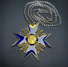 Replica WWII German Big Black Eagle Medal Blue Knight Badge With Metal Chain