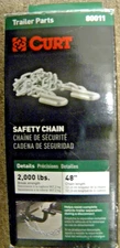 Chain safety CURT 48" with 2 S-Hooks (2,000 lbs, Clear Zinc, Packaged) New