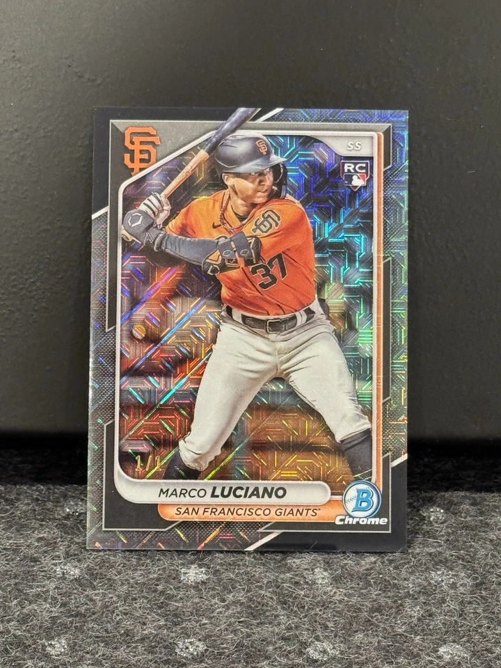 2024 Bowman Chrome Mega #18 Marco Luciano Rookie Black Refractor RC 1/1 Giants - Image 2 of 4