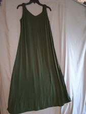 Vince Camuto ruched Straps Long Maxi Dress Women XS To S Olive Green Rayon Slits