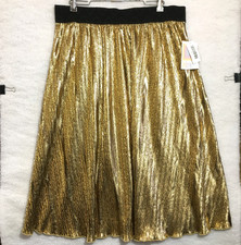 LuLaRoe Jill skirt adult size L large metallic gold black NWT
