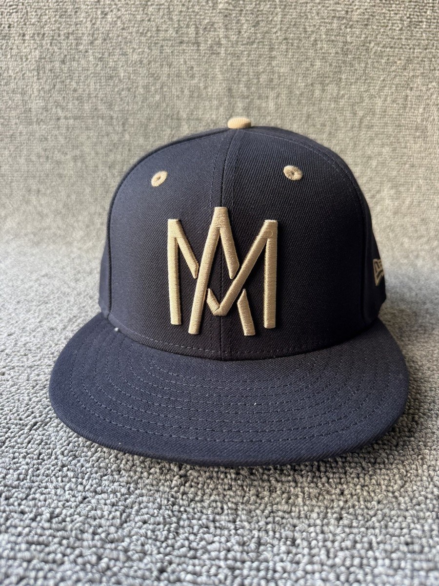 New Era Monogram 59FIFTY Fitted Flat Brim Navy Khaki Size 7 Hat