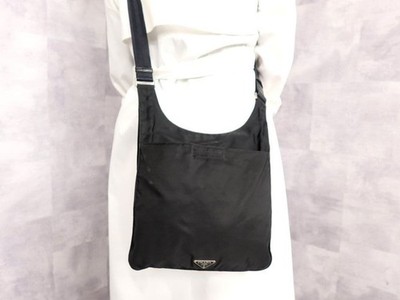 PRADA shoulder bag black nylon triangle logo
