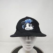 Disney Parks Hat Cap Snap Back Youth Black Mickey Mouse Punk Embroidered Graphic