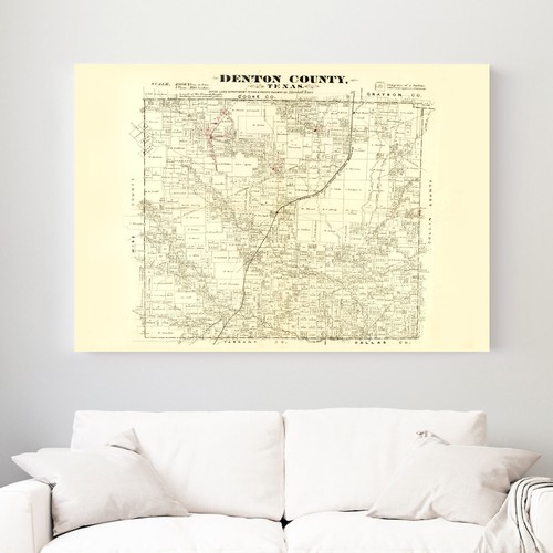 Old Map of Denton County, TX 1870 - Vintage Texas Art - Picture 3 of 29
