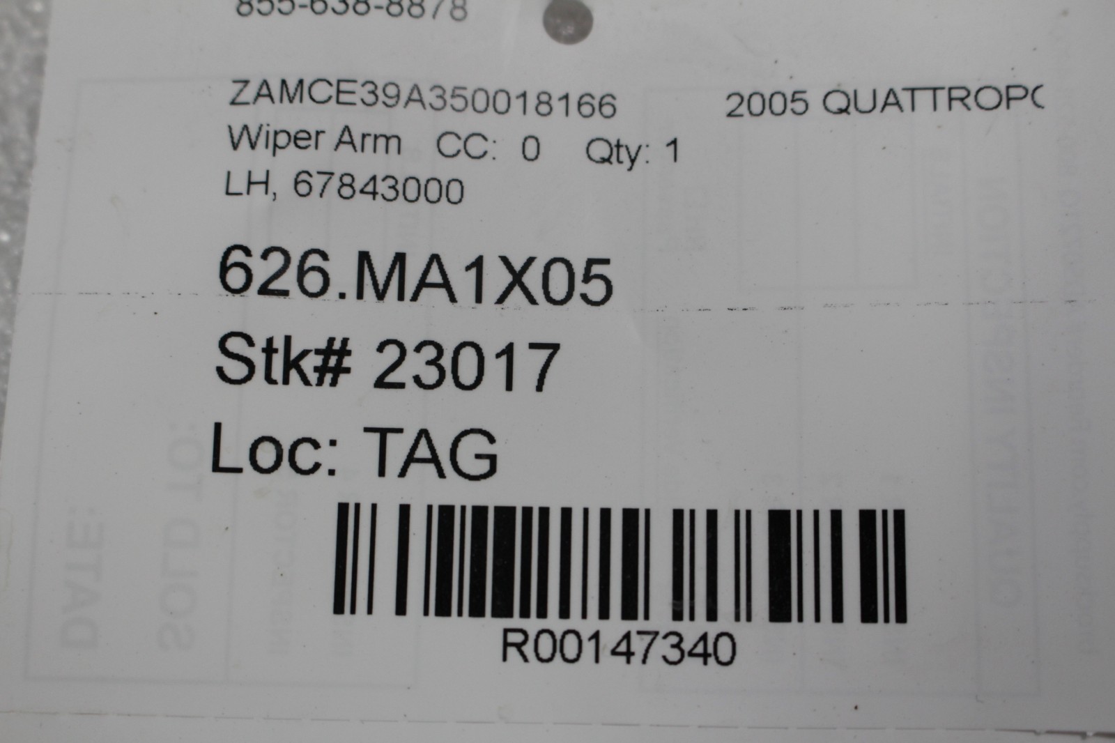 Maserati Quattroporte, LH, Left, Wiper Arm, Used, P/N 67843000