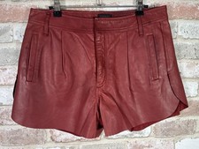 Diesel Red Genuine Sheep Leather High-Rise Shorts Sz 27