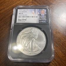 2024 Donald J. Trump Signature Series Silver Eagle S$1 First Release Ngc Ms 70!