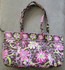 15in Vera Bradley Miller Tote Bag Purple Punc...