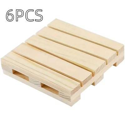 Mini Rectangular Wood Coaster Set Modern Simple Solid Color Wooden Heat