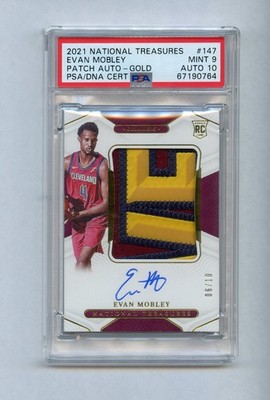 2021 National Treasures Evan Mobley Rookie Patch #147 Auto Rc Gold /10 PSA  9