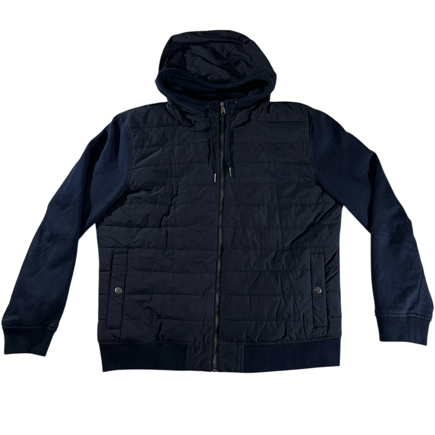Slate & Stone Navy Puffer Hooded Zip Up Jacket Men Size XL