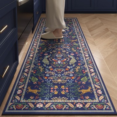 Runner Rug Washable Kitchen Runner 2'x 6'Runner Rug Floral Non-Slip for Entryway