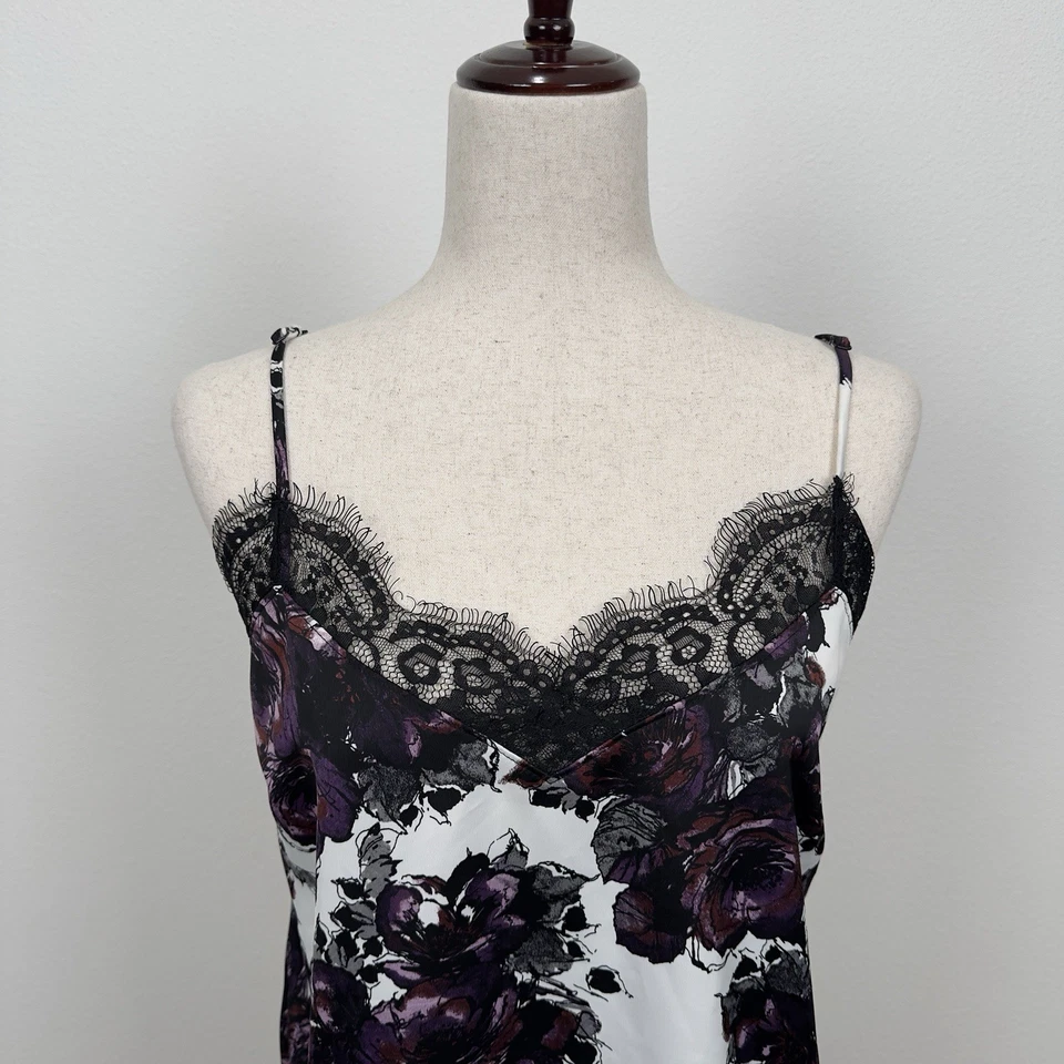 Halogen Top Womens Small Purple Black Lace Trim Cami Siren Fairy Grunge Moody - Image 2 of 4