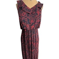 Floral Ruffle V-Neck Tassel Tie Maxi Dress flowy open back elegant party