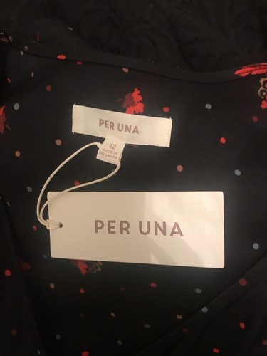 Marks & Spencer Per una BNWT black floral midi with belt dress Size 12 - Imagen 11 de 16