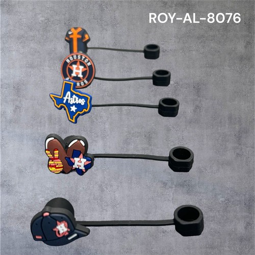 Houston Astros Straw Toppers - 5 Pack Set - Silicone 2D- Yellow or Blue Pack - Picture 20 of 24