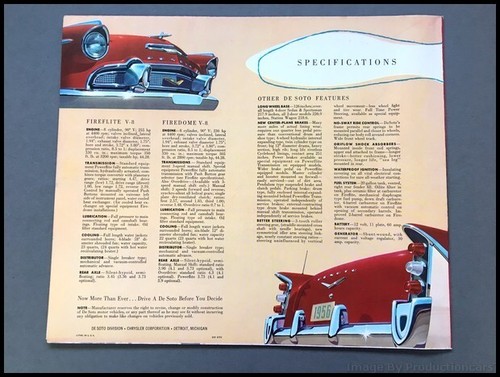1956 DeSoto Original Car Brochure Catalog - Fireflite Convertible Firedome - Picture 8 of 8