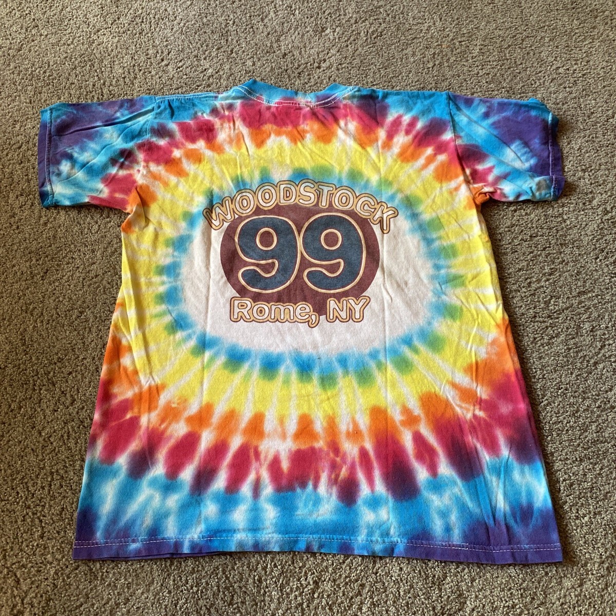 T-shirt Woodstock Tie Dye XL - Vintage Tie Dye, Hippie Peace Music, Coton Doux
