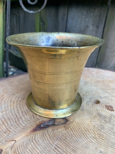 Antique Victorian Pestle & mortar brass apothecary chemist kitchen herb spices - Picture 7 of 8
