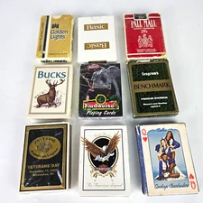 Lot of 9 Decks of Advertising Playing Cards Tobacco Beer Harley Cowboy's