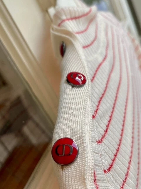 Christian Dior Crema y Rojo Rayas Cachemira y Seda Kit Top - Talla 8 Foto 4 de 4