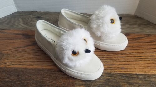 Katy Perry Mädchen 4 weiße Wildleder Fell Plüscheu Eule Hedwig Freizeit Slipper Schuhe Sandale - Bild 1 von 11