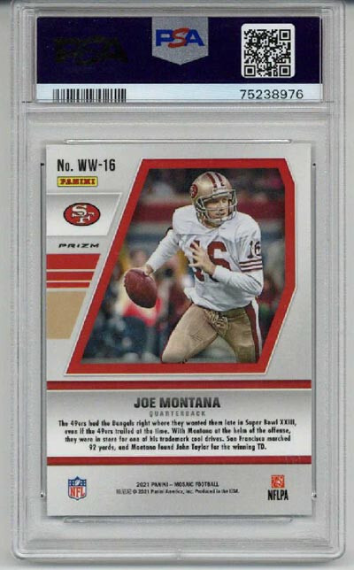 2021 PANINI MOSAIC WILL TO WIN MOSAIC #WW16 JOE MONTANA CARD 49ERS PSA 10 RARE view 2