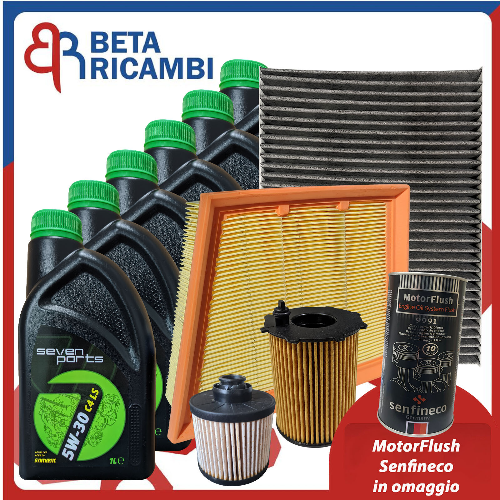 Kit Tagliando Per Ford Fiesta VII Ecosport 1.5 TDCi 4 Filtri 6 Olio 5W30 Seven