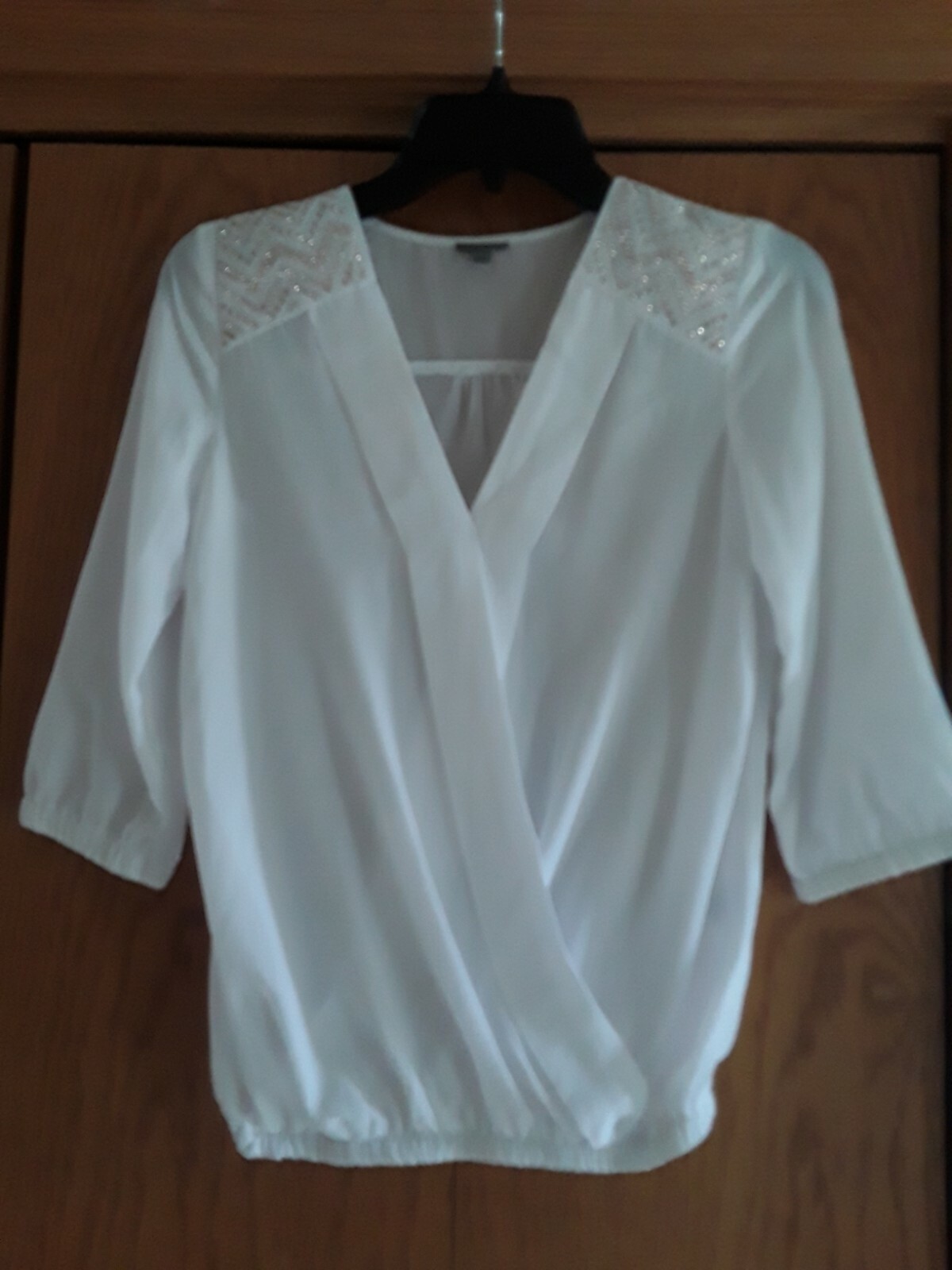 Charlotte Russe White Studded Wrap Blouse Women Size XS