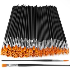 Small Paint Brushes Bulk200 Pcs Nylon Hair Paint Brushes with Flat and Round ...