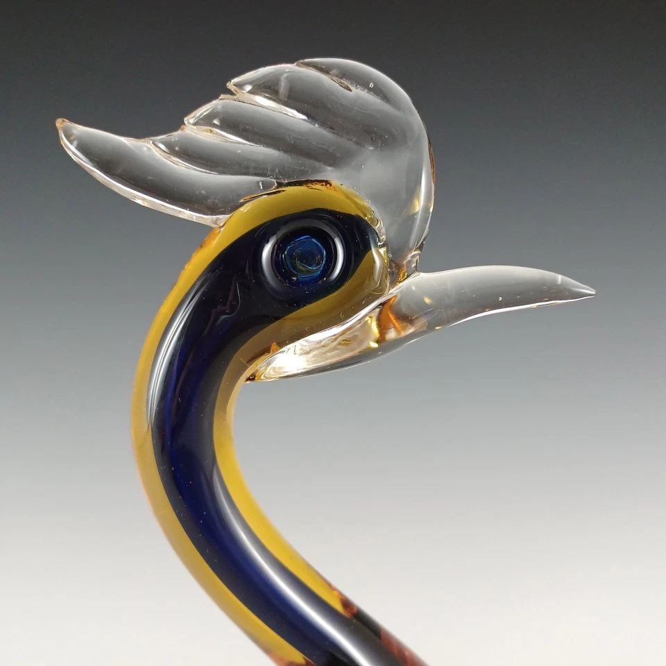 Murano / Venetian Blue & Amber Sommerso Glass Swan Figurine - Image 2 of 4