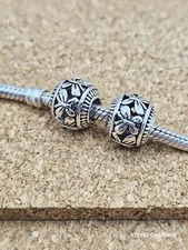2 Authentic Butterfly Silver Spacer European Charm Beads Lot