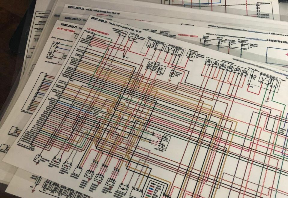 11 x 17 COLOR Wiring Diagram for Ford 1983 Mustang (Fox Body) 2 pgs