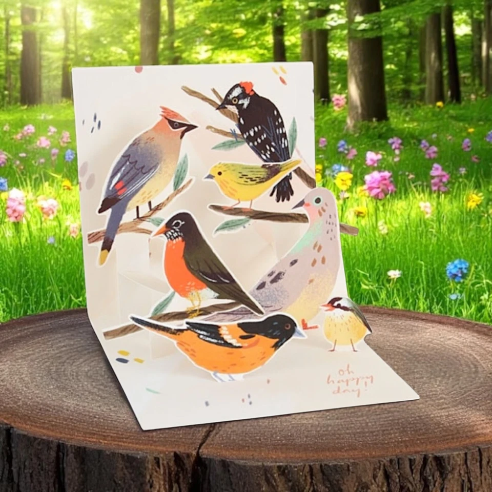 Bird Themed 3D Pop Up All Occasions Card "Oh Happy Day" Universal Greeting NEW - Image 4 of 4