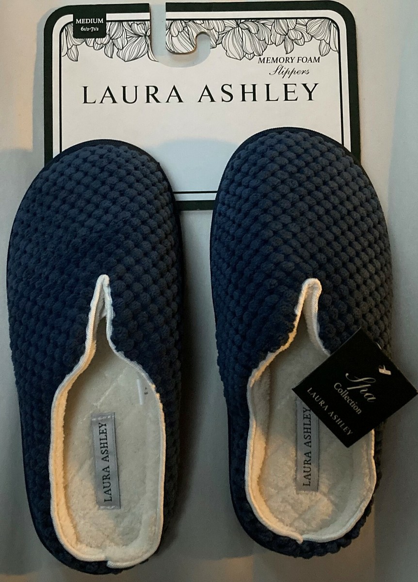 NWT LAURA ASHLEY WOMEN MEMORY FOAM SPA COLLECTION BLUE SLIPPERS M 6/5-7/5  $26
