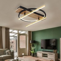 Deckenleuchte Wohnzimmerlampe Designleuchte Led Schwenkbar 3-Stufen Holz Messing