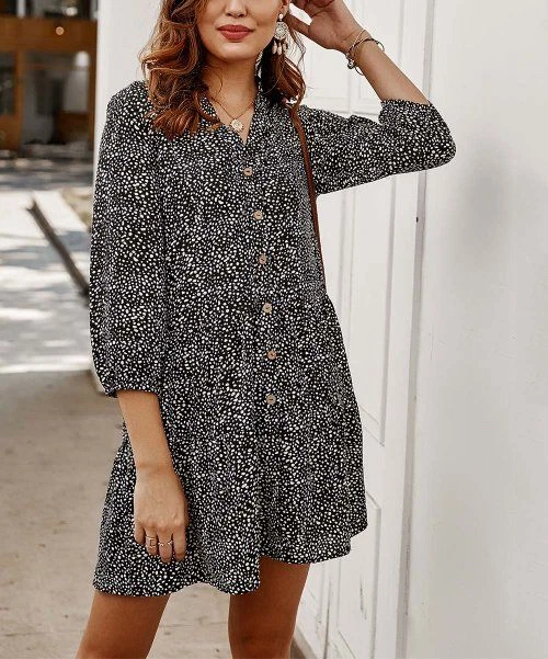 PDSF robe noire mouchetée boutonnée mode suprême taille S neuve sans étiquette