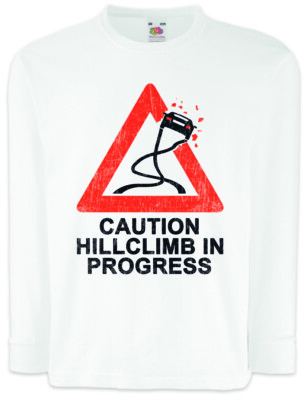 Caution Hillclimb In Progress Kinder Langarm T-Shirt Racing Petrol Head Fun