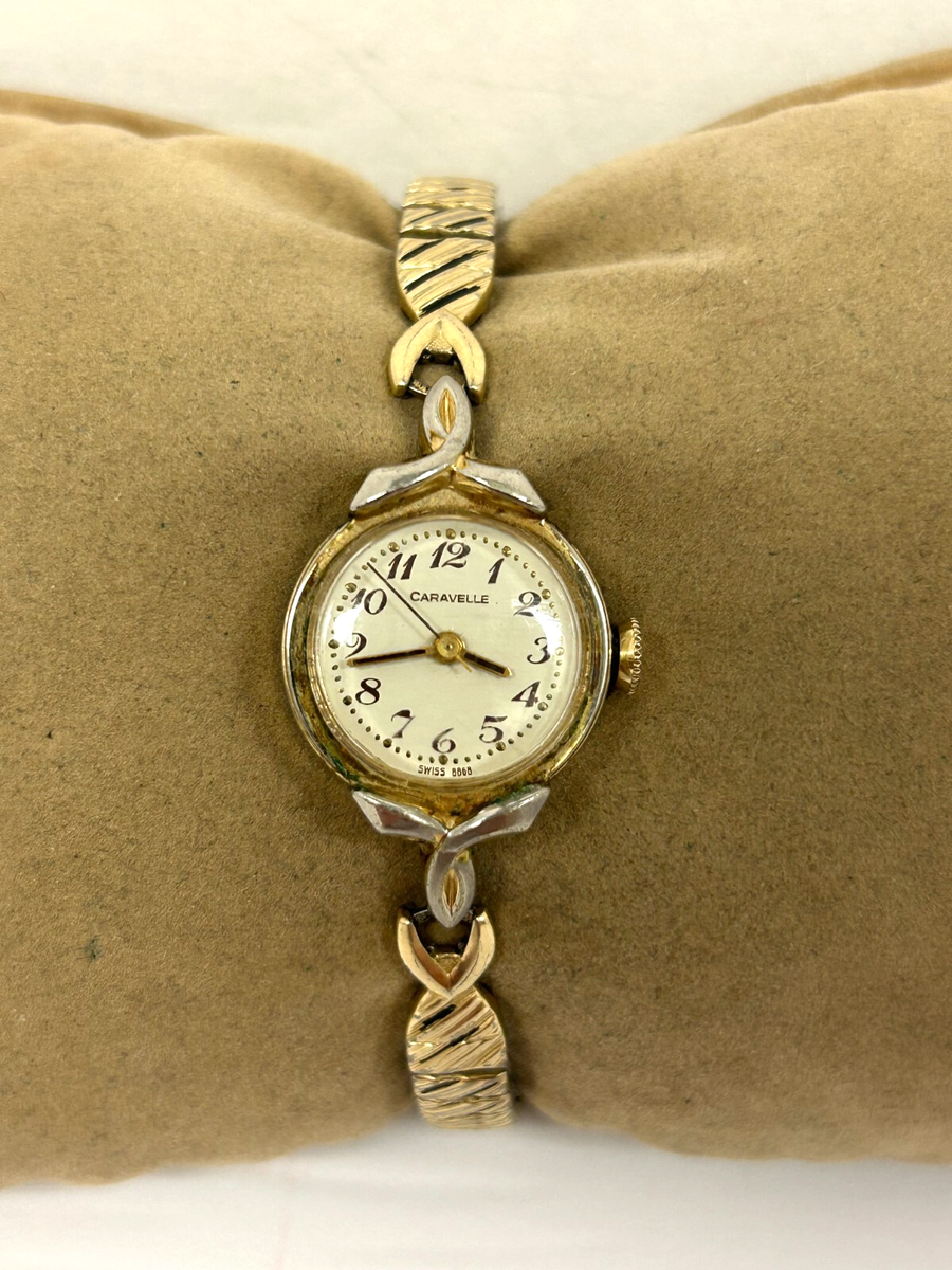 Caravelle Bulova Watch Women 19mm Gold Tone Stretch Band Manual