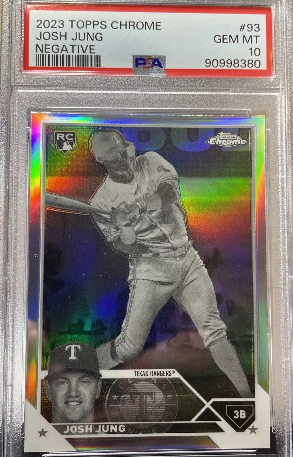 2023 Topps Chrome - Negative Refractor #93 Josh Jung (RC) Texas Rangers PSA 10