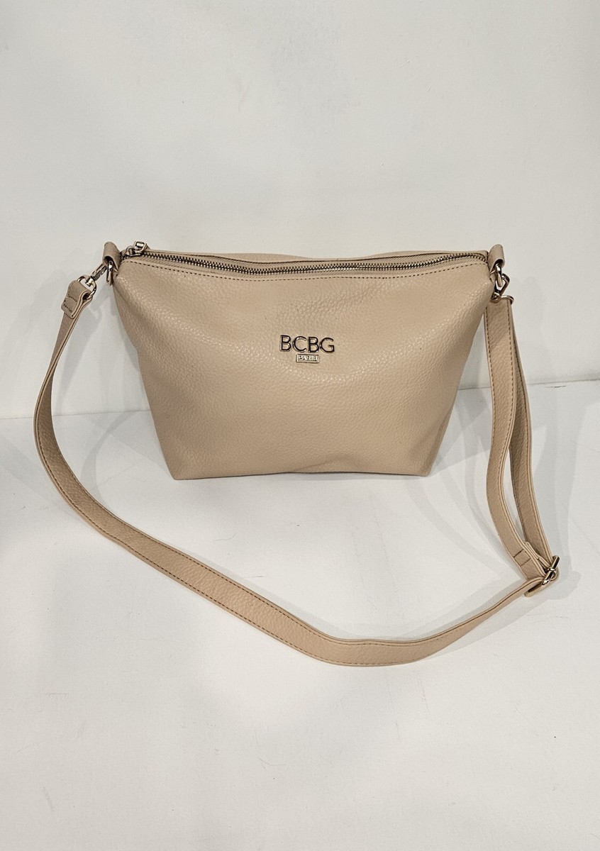 Bcbg Purse Tan Beige Shoulder Crossbody Medium Faux Leather